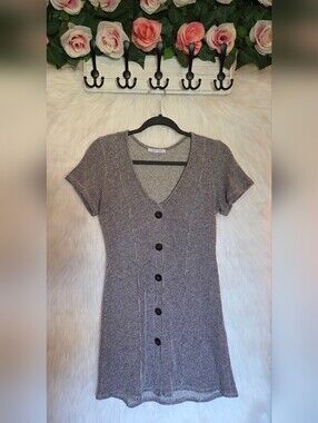 *Rare* 90s Vibes Zara Trafaluc Black & Gray Ribbed Button-Front Mini Dress